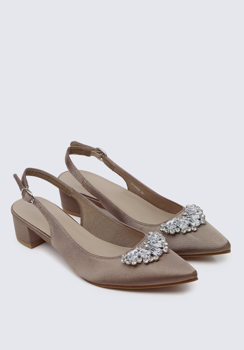 Esme Comfy Heels In Taupe - myballerine