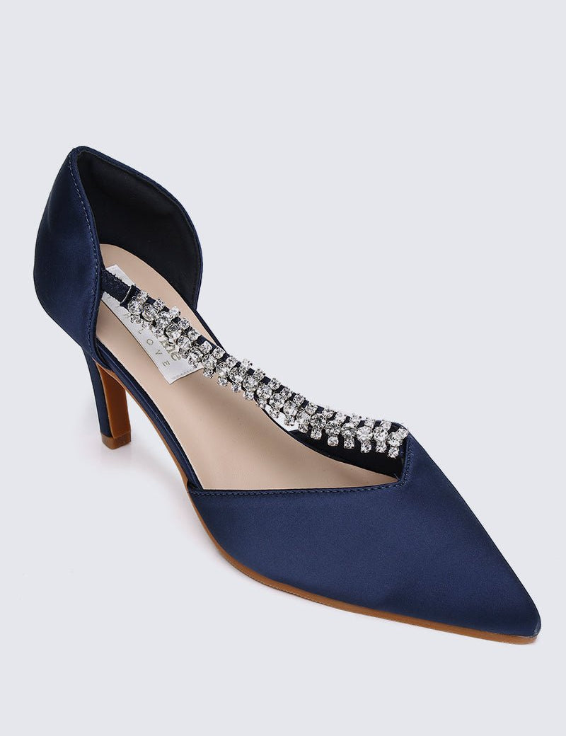 Everly Comfy Heels In Navy - myballerine