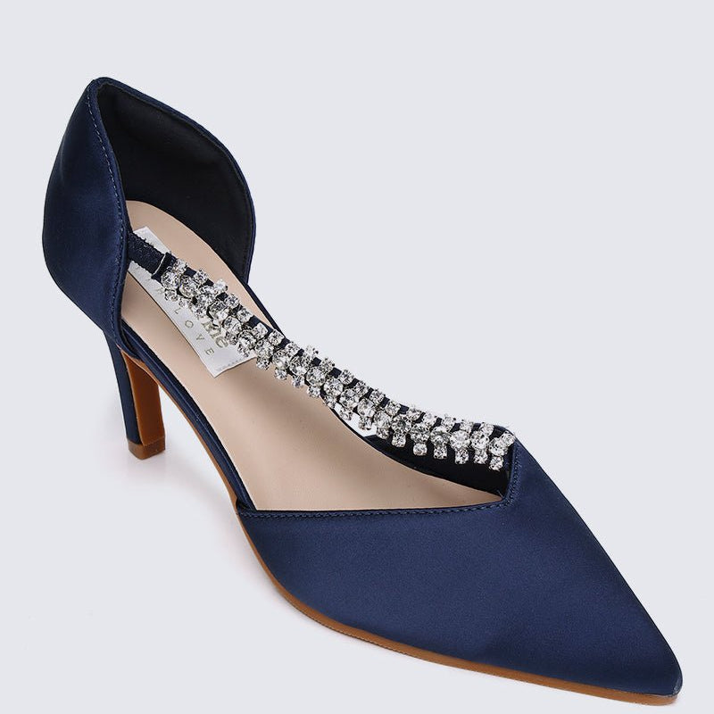 Everly Comfy Heels In Navy - myballerine