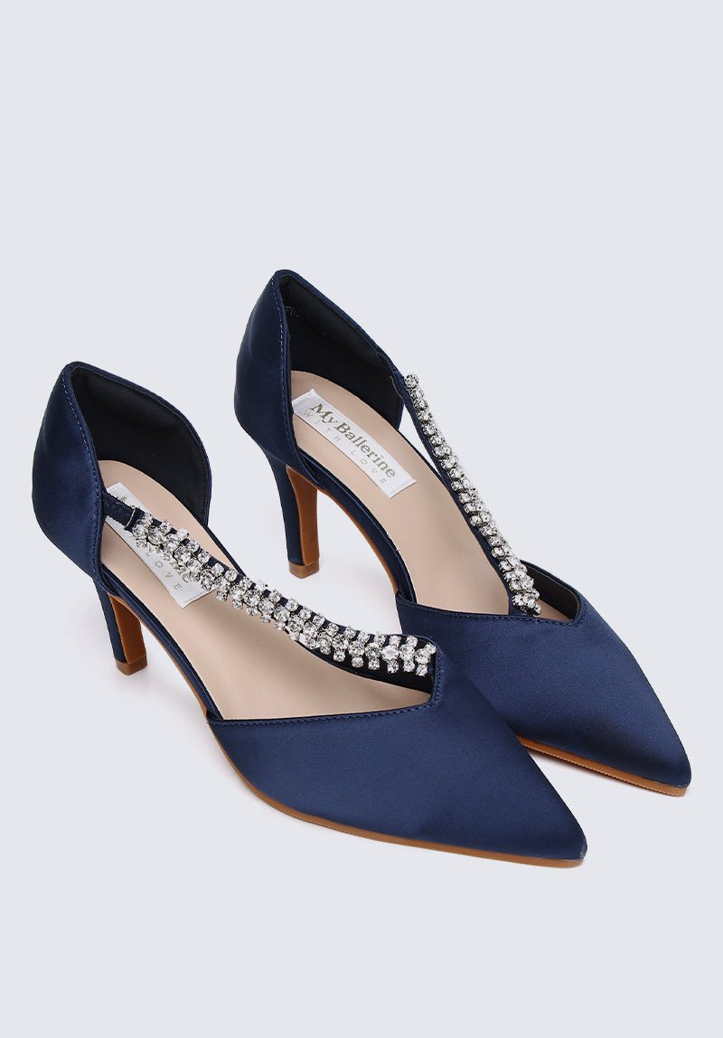 Everly Comfy Heels In Navy - myballerine