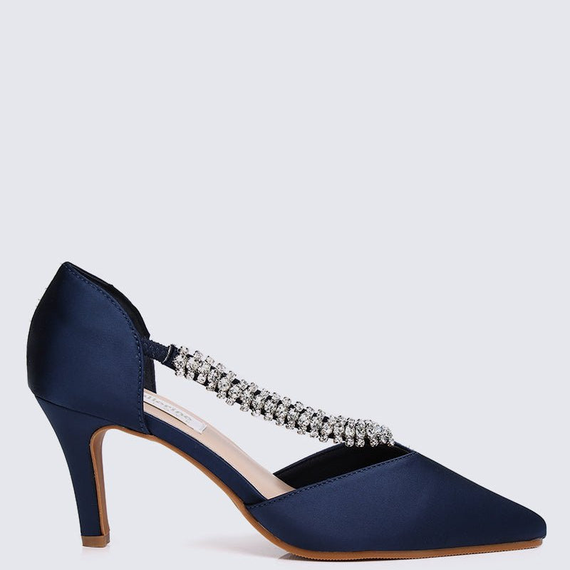 Everly Comfy Heels In Navy - myballerine