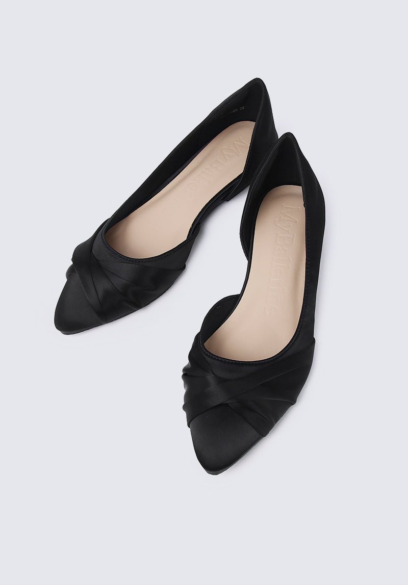 Grace Comfy Ballerina In Black SatinShoes - myballerine