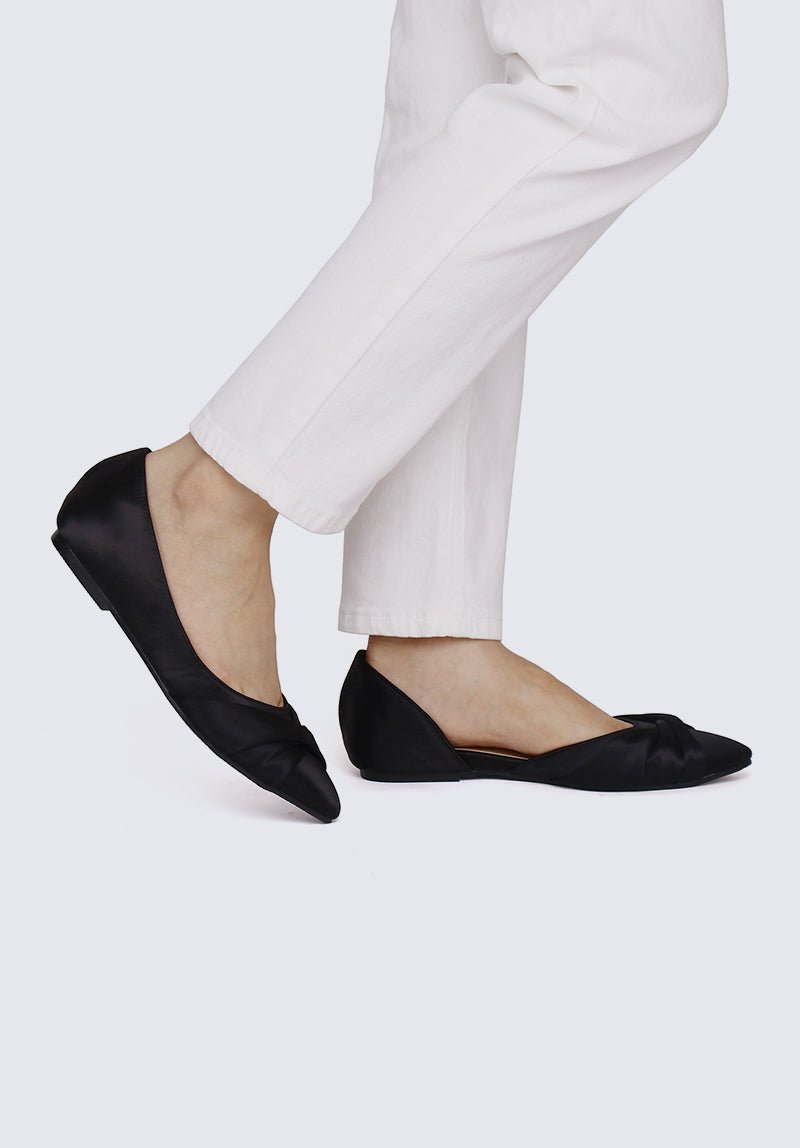 Grace Comfy Ballerina In Black SatinShoes - myballerine