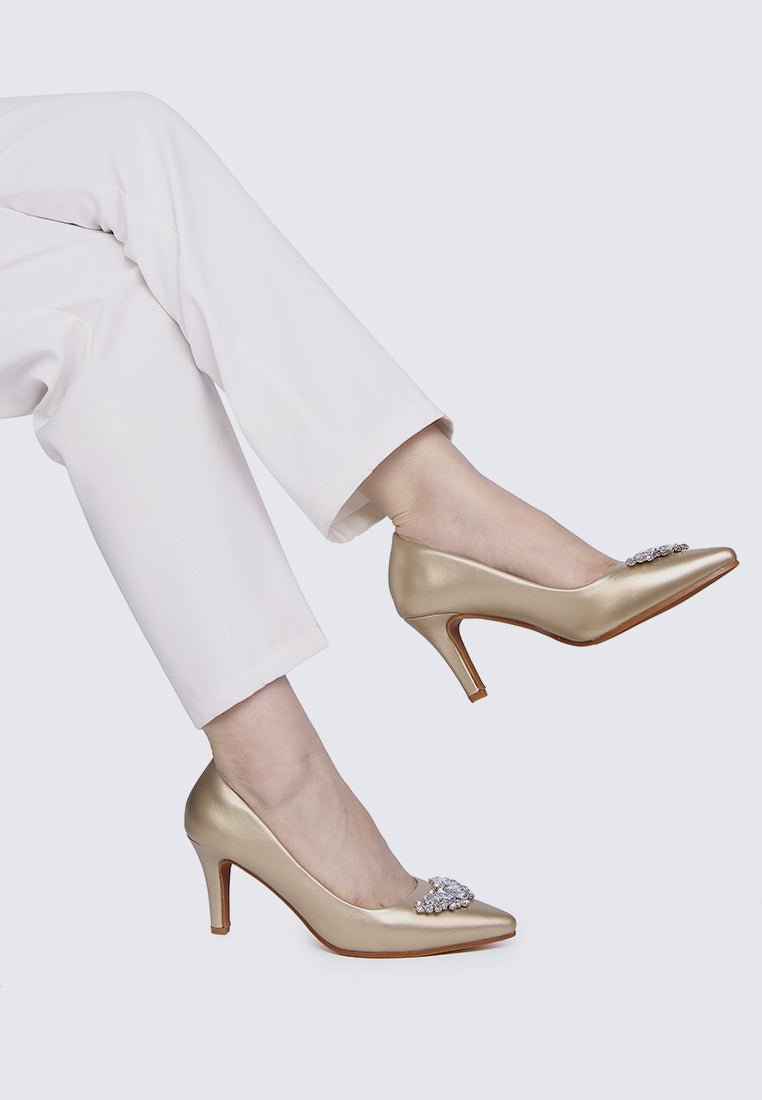 Jewel Comfy Pumps In Gold - myballerine