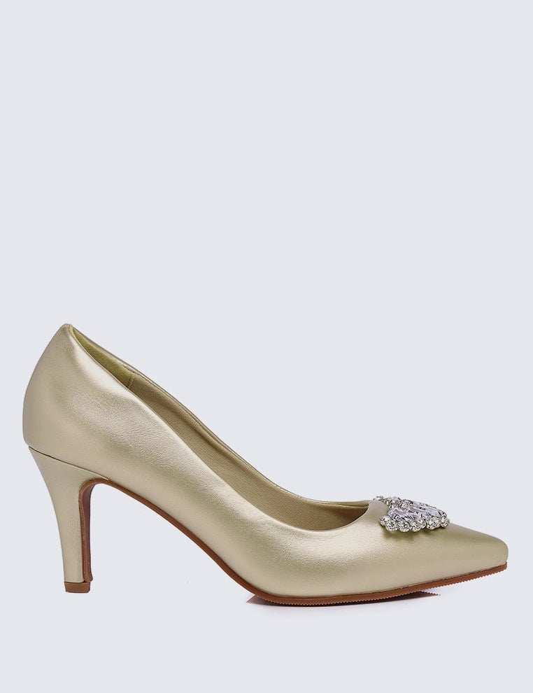 Jewel Comfy Pumps In Gold - myballerine