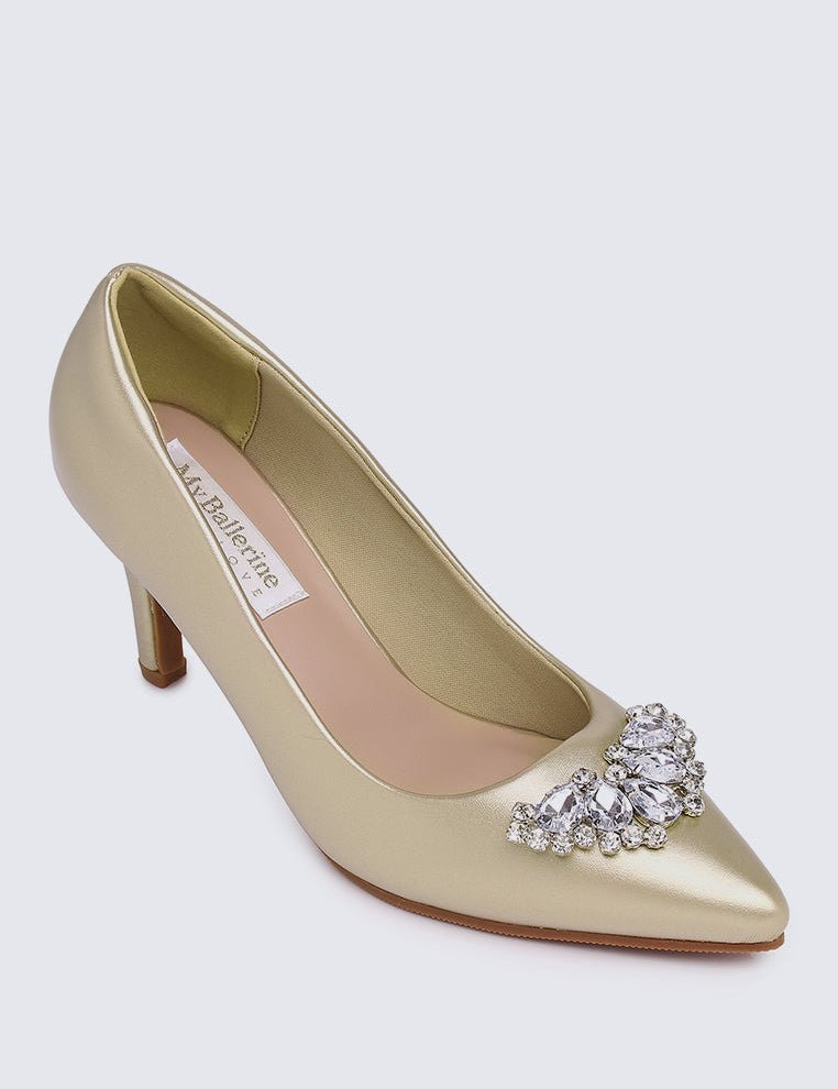 Jewel Comfy Pumps In Gold - myballerine