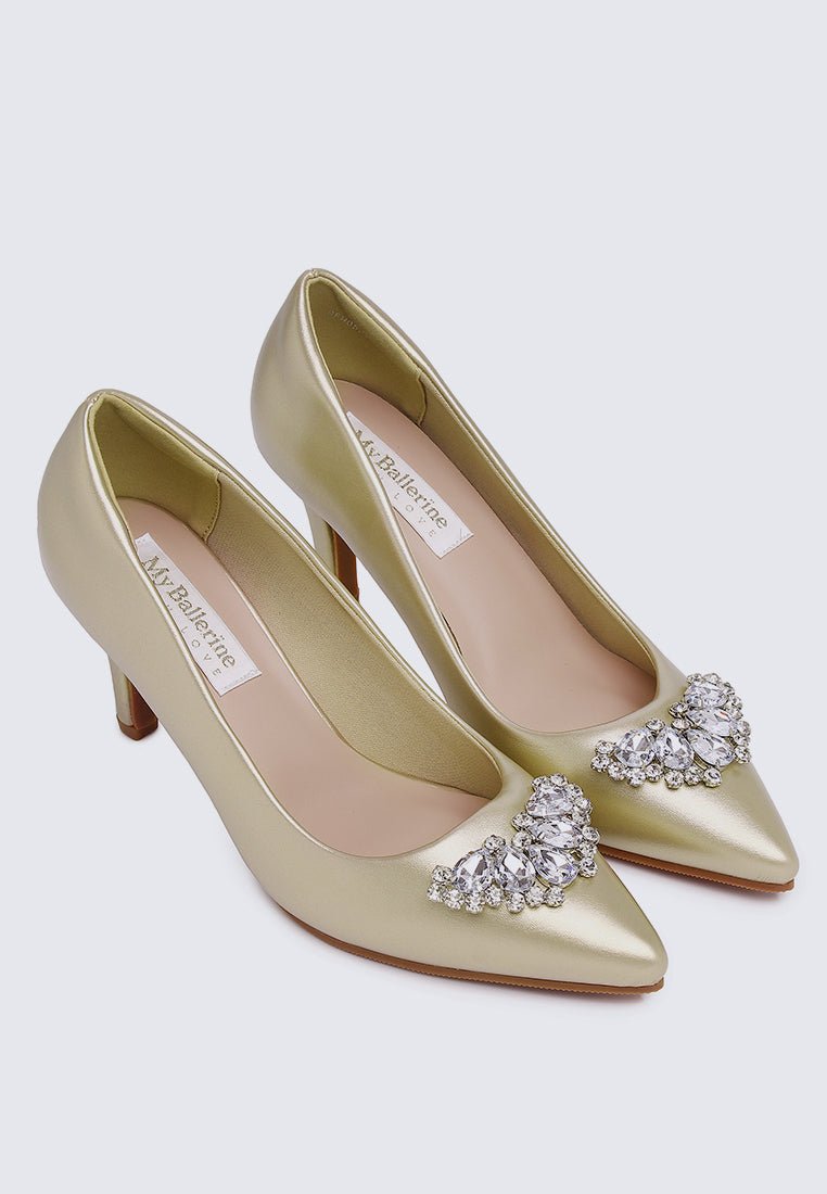 Jewel Comfy Pumps In Gold - myballerine