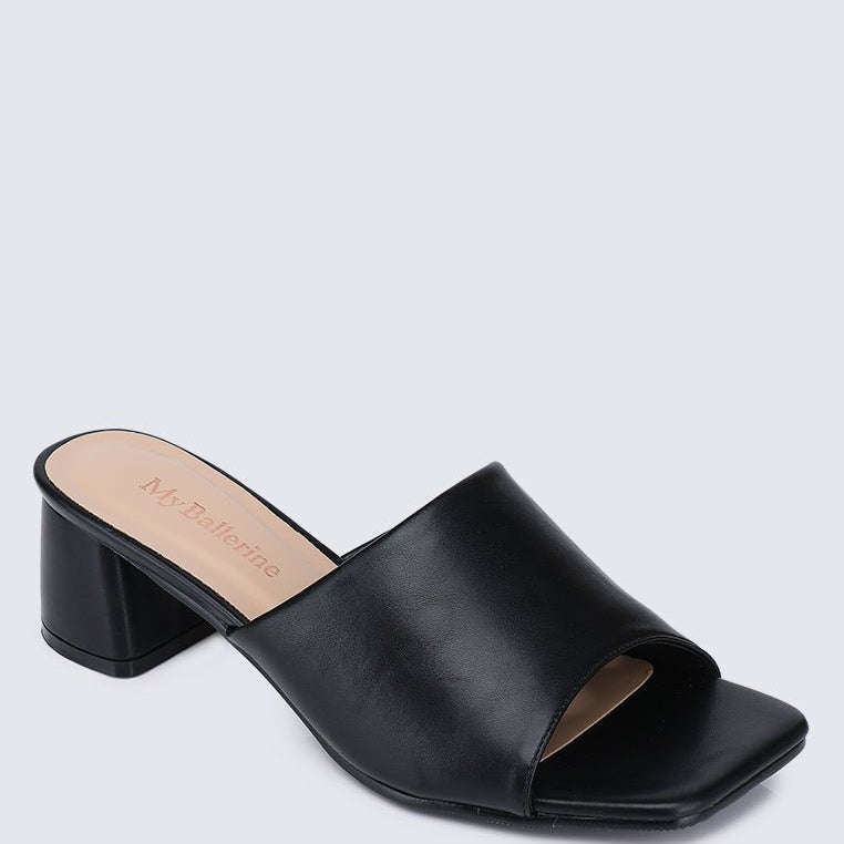 Karissa WideFit Comfy Heels In BlackShoes - myballerine