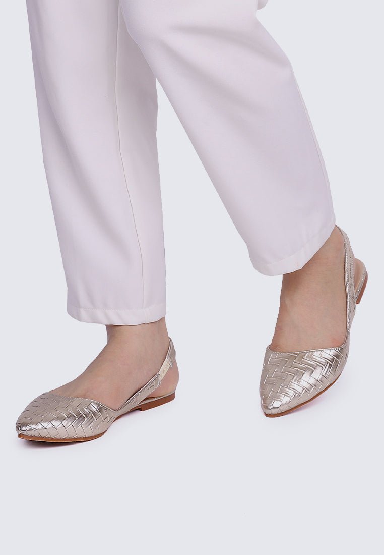 Kate Plait Comfy Ballerina In Gold - myballerine