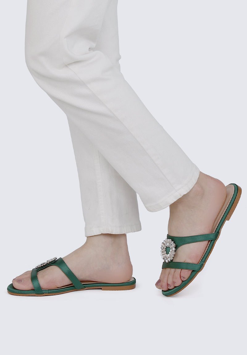 Katherine Comfy Sandals In Green - myballerine