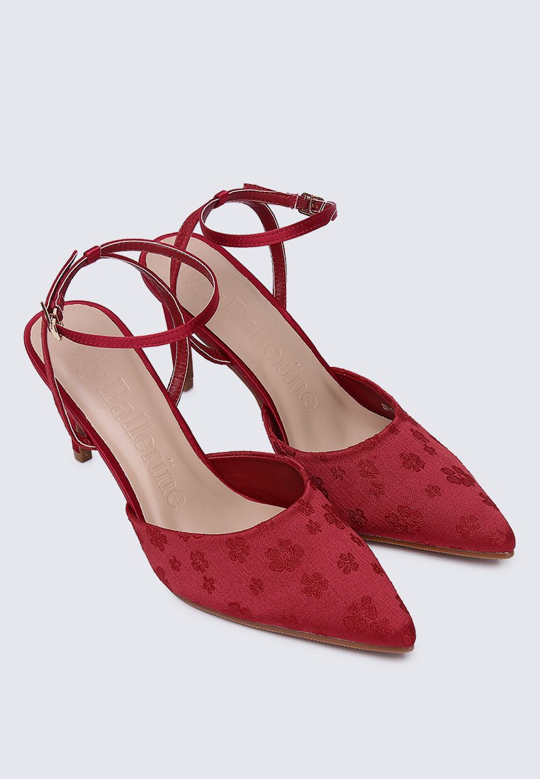 Lilian Comfy Heels In MaroonShoes - myballerine