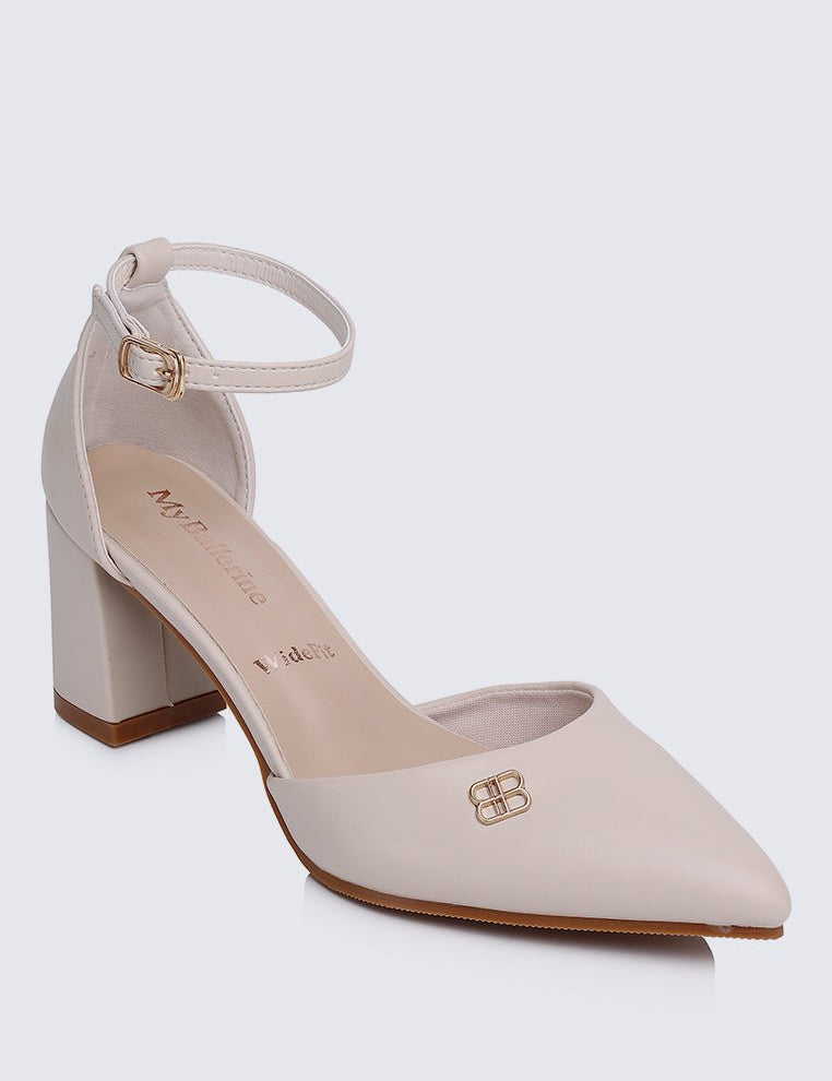 Mandy WideFit Comfy Heels In BeigeShoes - myballerine