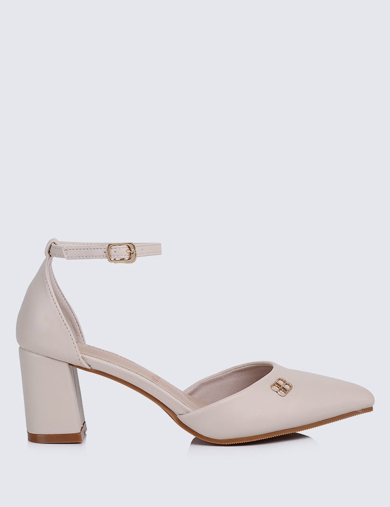 Mandy WideFit Comfy Heels In BeigeShoes - myballerine