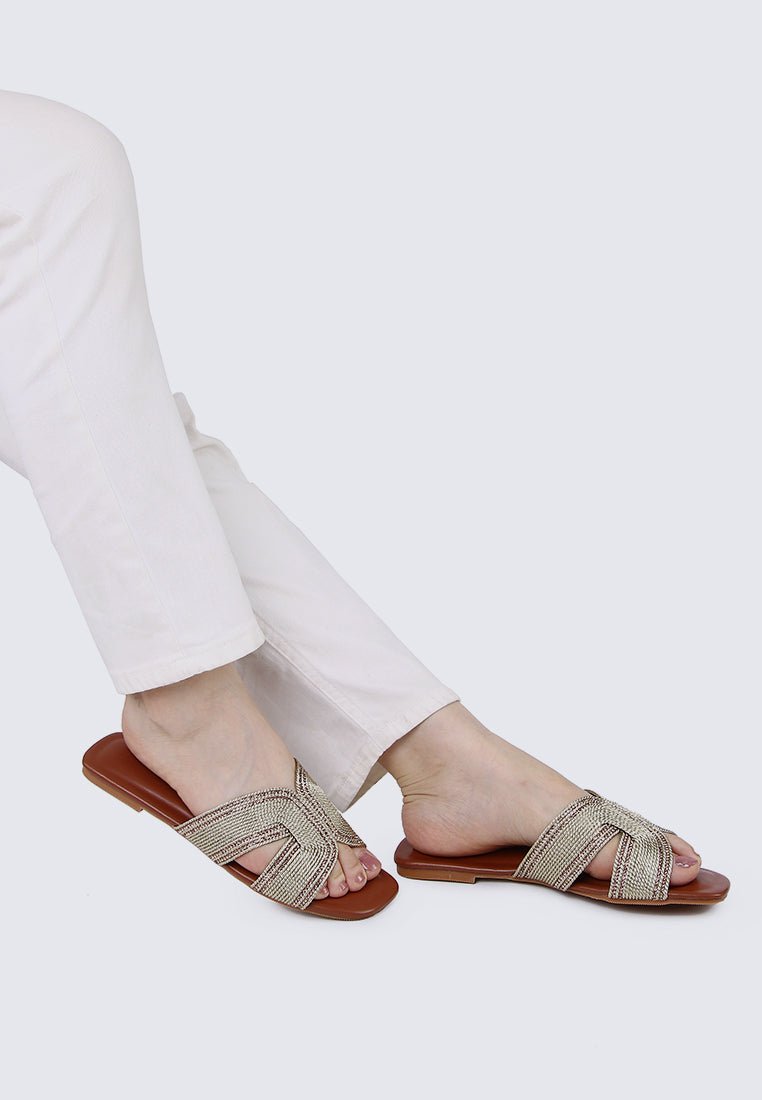 Mocca Comfy Sandals In GoldShoes - myballerine