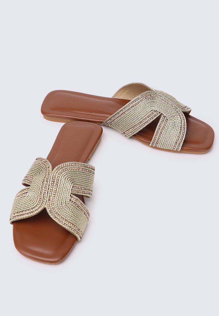 Mocca Comfy Sandals In GoldShoes - myballerine