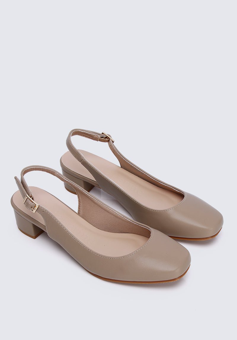 Palmer Comfy Heels In Taupe - myballerine