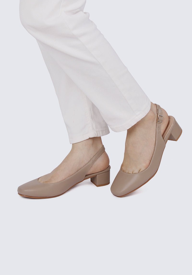 Palmer Comfy Heels In Taupe - myballerine