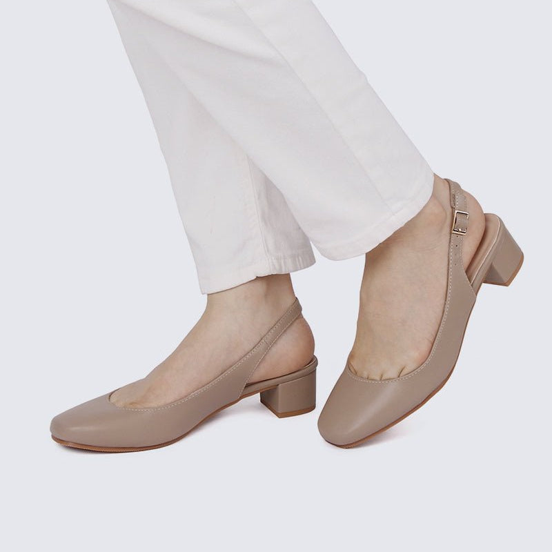 Palmer Comfy Heels In Taupe - myballerine