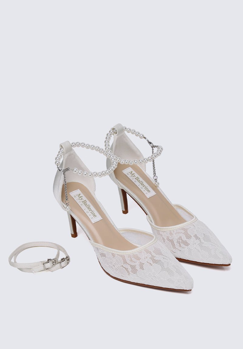 Poppy Comfy Heels In WhiteShoes - myballerine