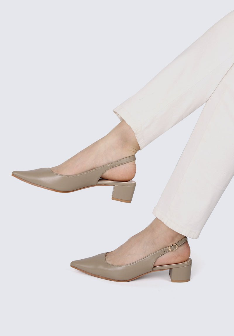 Valerie Comfy Heels In Taupe - myballerine