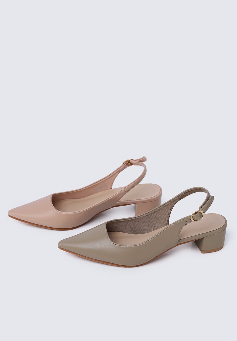 Valerie Comfy Heels In Taupe - myballerine