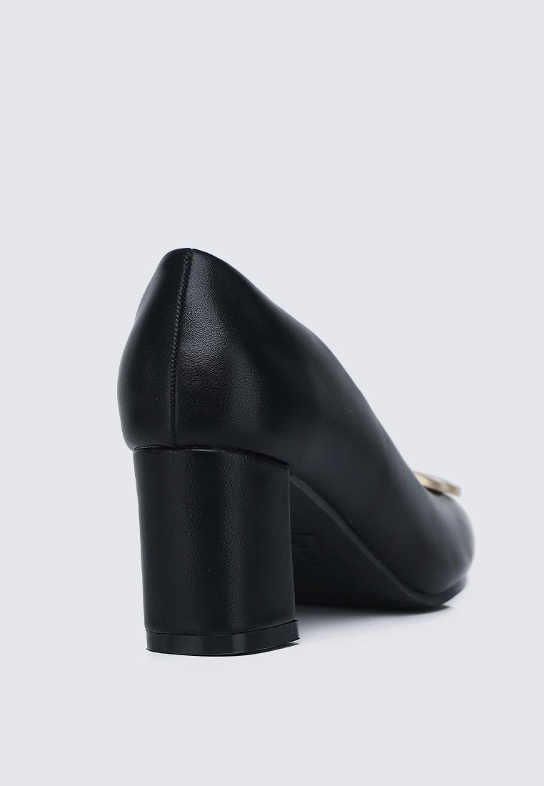 Vanessa Wide Feet Comfy Heels In BlackShoes - myballerine