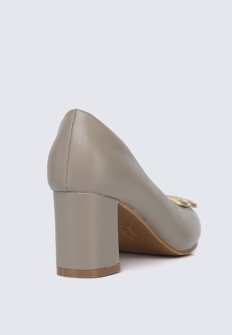 Vanessa Wide Feet Comfy Heels In TaupeShoes - myballerine