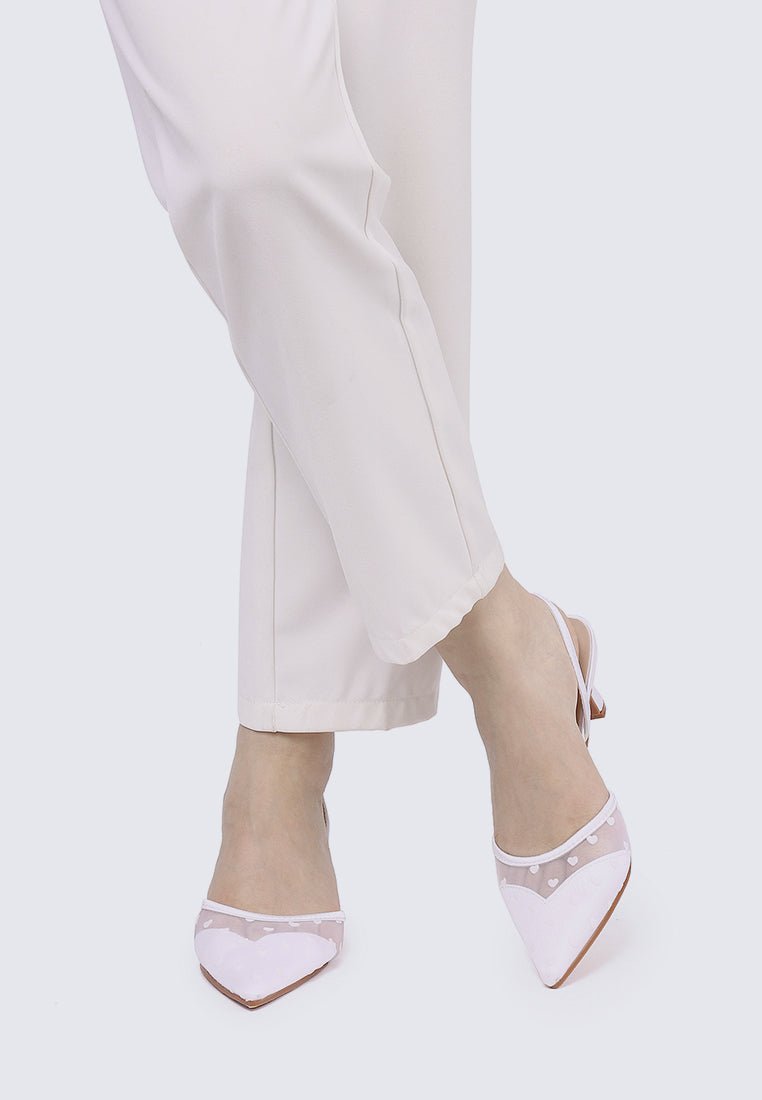 With Love Comfy Heels In White - myballerine