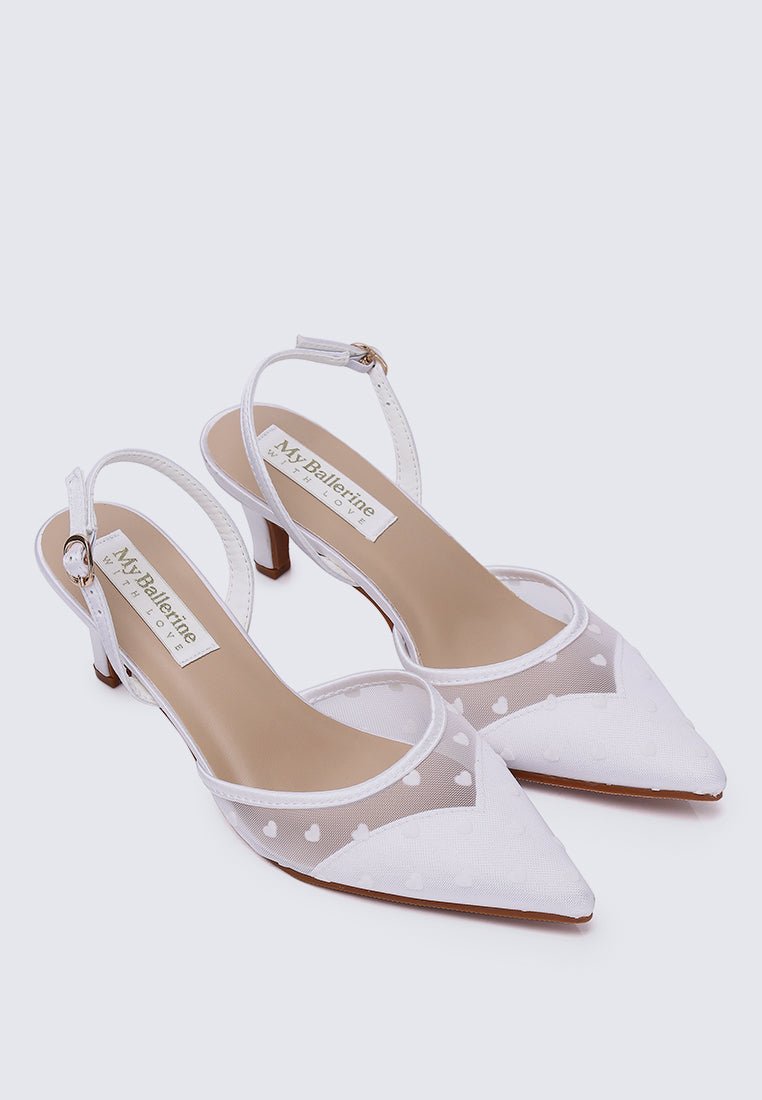 With Love Comfy Heels In White - myballerine