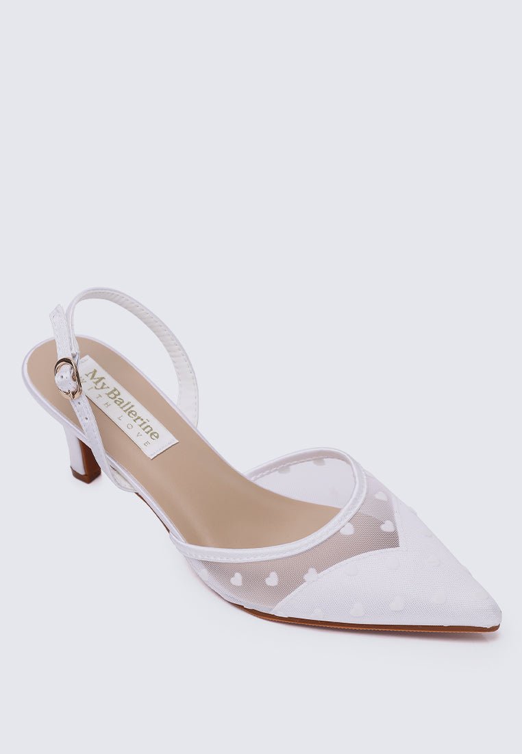 With Love Comfy Heels In White - myballerine