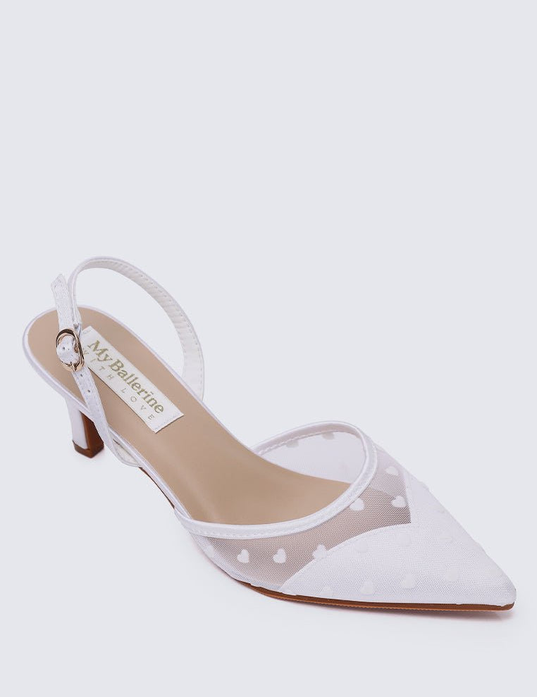 With Love Comfy Heels In White - myballerine