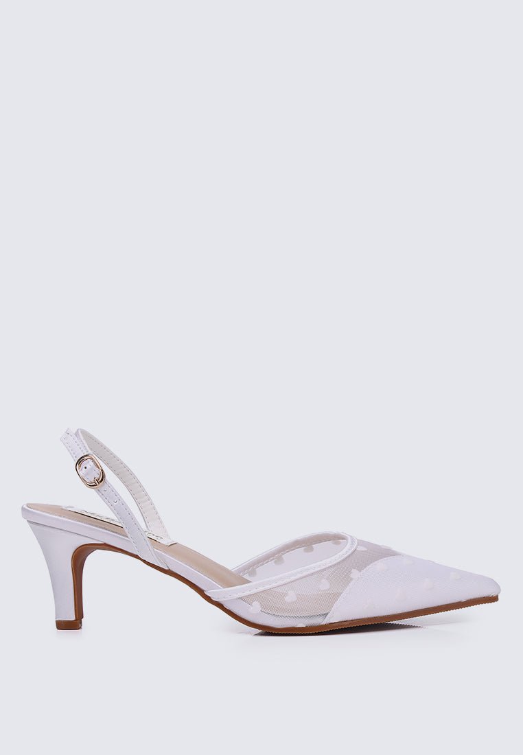 With Love Comfy Heels In White - myballerine