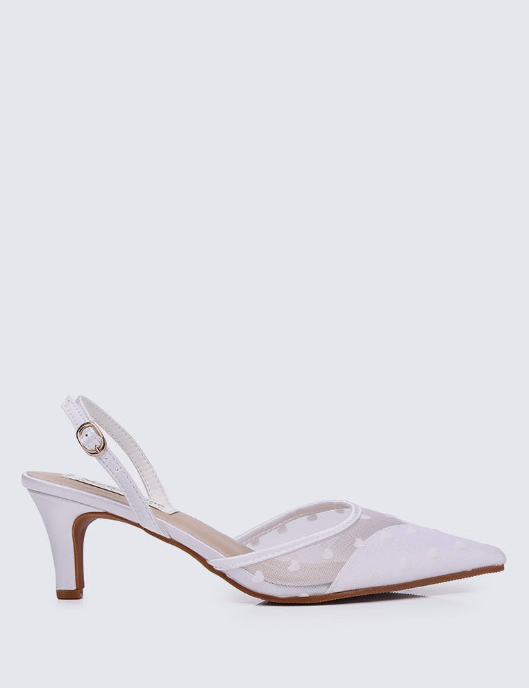 With Love Comfy Heels In White - myballerine